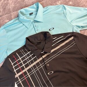 Bundle 2 Oakley Men's Polo Shirt Set - Light Blue and Black